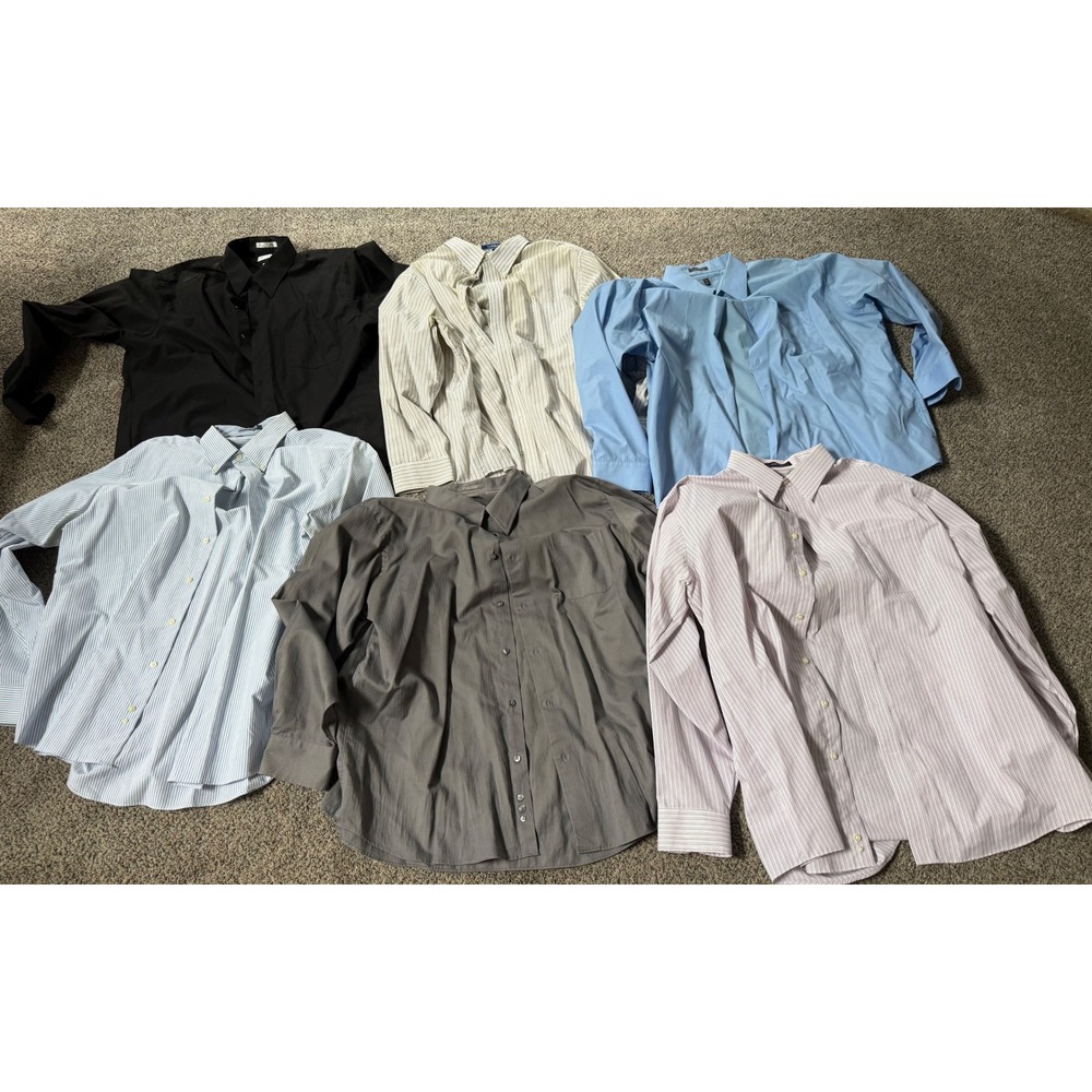 Mens Dress Shirt Lot 6pc XL XXL Chaps Stafford Van Heusen Arrow Button Down
